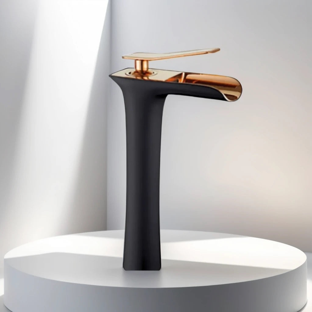 BLACK AND GOLD WATER FALL MIXER FAUCETS