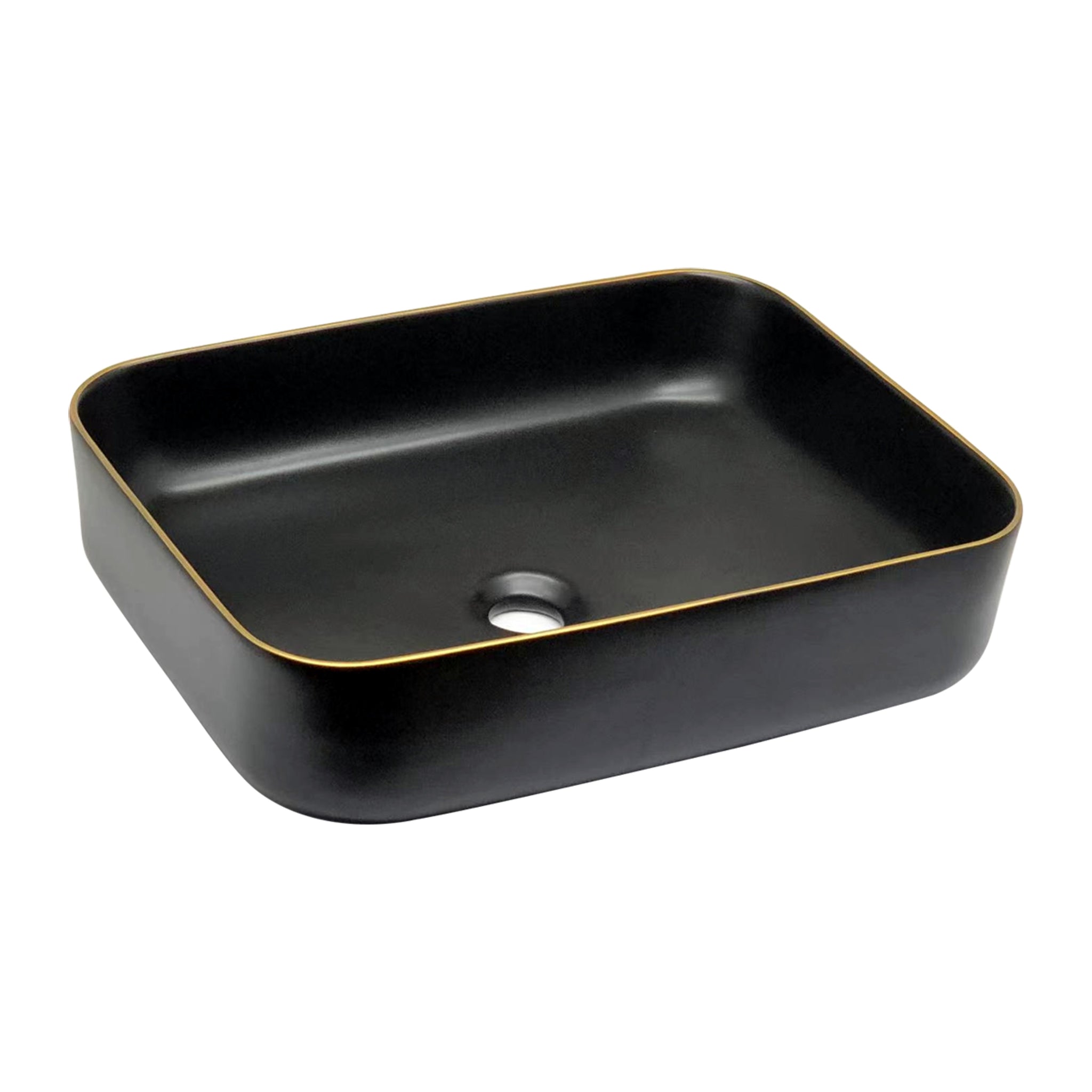 AVECH Matt Black table top basin Rose gold line edge