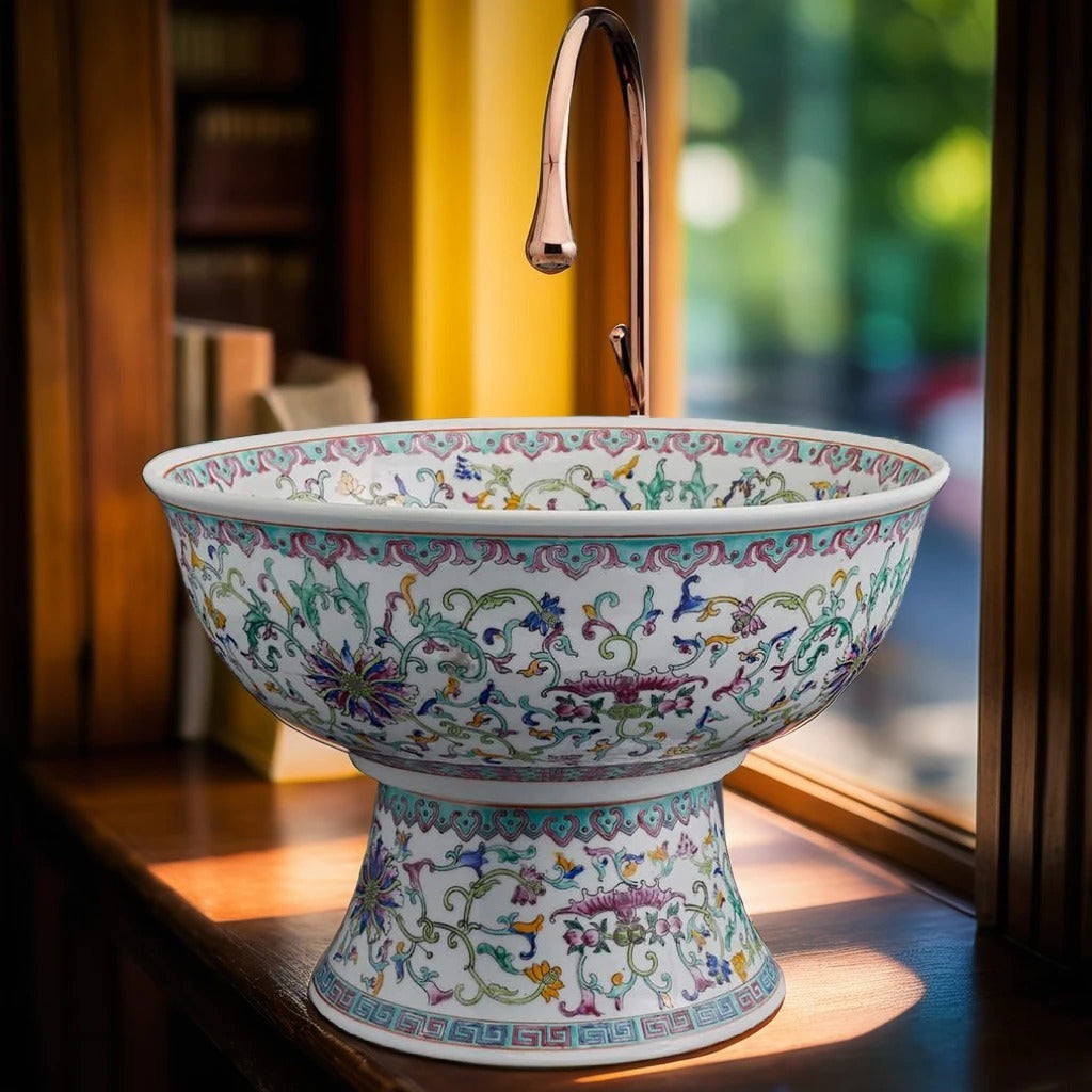 CERAMIC WASH BASIN CLASSIC ARTISTIC WITH BASE