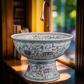 CERAMIC WASH BASIN CLASSIC ARTISTIC WITH BASE