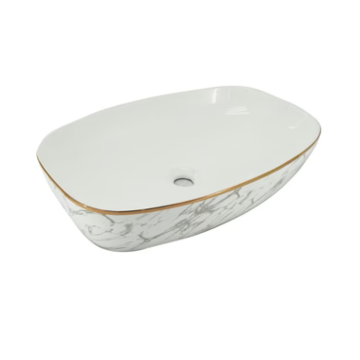 AVECH Mombazza Marble design Table Top basin with Rose Gold line Edge